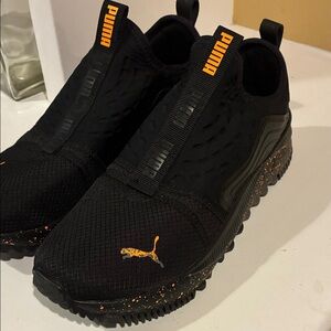 Puma Black Sneakers with Orange Highlights